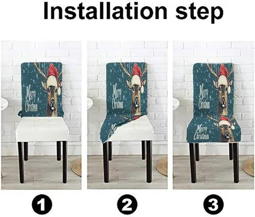 Vista 223 de CAPSCEOLL Christmas Dining Chair Covers,Snowflakes Festive Winter Pattern Stretch Chair Covers for Dining Room Set of 2 Washable Spandex Parson