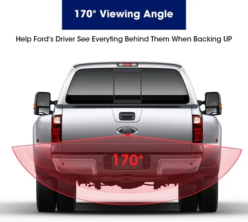 Vista 2 de Cámara de respaldo con emblema de mercado de accesorios con kit de bisel para Ford F150 F250 F350 F450 F550 (2004-2016), visión nocturna HD 700TVL