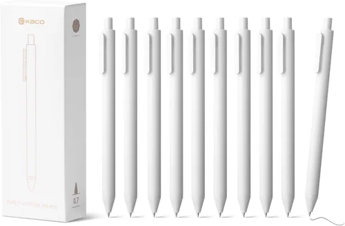 Vista 7 de Kaco PURE - Bolígrafos de gel de 0.5 mm de punta fina, tinta negra, 10 unidades, escritura suave y de secado rápido, suministros de oficina