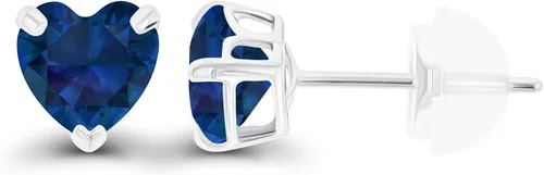 Vista 2 de Solid 925 Sterling Silver Gold Plated 5mm Heart Genuine Birthstone Stud Earrings For Women Natural or Created Hypoallergenic Gemstone Stud Earrings