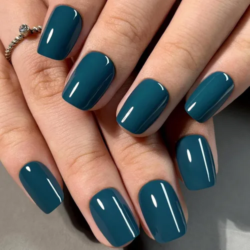 Vista 30 de Uñas postizas a presión de almendra, uñas postizas medianas con diseños de estampado francés de lámina dorada 3D, pegamento dorado Starlight en uñas