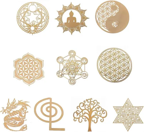 Vista 6 de angwang 10 Uds 2.7 in 7 Chakra Cobre Torre Energía Orgonita Pegatina Flor Vida Árbol Pirámide Resina Epoxi Material Fabricación de Joyas