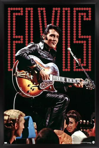 Vista 8 de Trends International Elvis Presley - Póster de pared de concierto 68, 14.72 x 22.37 pulgadas, versión enmarcada de madera de granero Versión