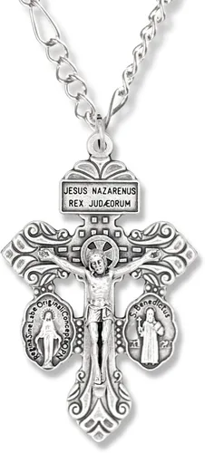 Vista 8 de Gifts Catholic, Inc. Lote de 5 Crucifijo de indulgencia de perdón con medalla milagrosa y medalla de San Benito 2 1/8", metal, cerámica, plata