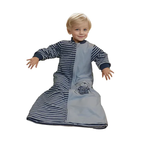 Vista 14 de Tog 2.0 - Saco de dormir para niños pequeños, manga larga, terciopelo de algodón, cálido saco de dormir con brazos para bebé, 4 estaciones, Azul