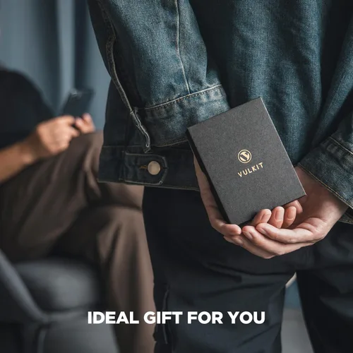 Vista 13 de VULKIT Billeteras delgadas para hombre, con bloqueo RFID, diseño minimalista con capacidad para hasta 11 tarjetas, Negro -, Minimalista
