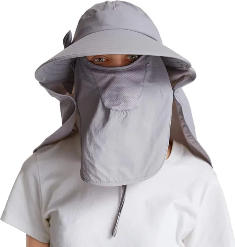 Vista 2 de icolor Gorra de sol para mujer UPF50 desmontable con solapa visera de ala ancha protección solar sombreros de senderismo