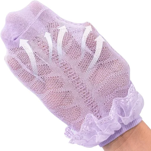 Vista 2 de Looching Calcetines con volantes de malla para bebé y niñas pequeñas, con ojales, de algodón, con volantes, 5 pares