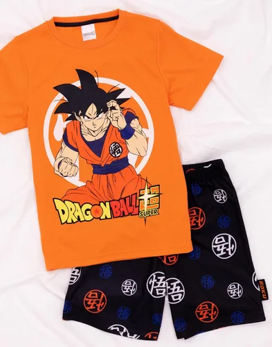 Vista 3 de Dragon Ball Z Pijama para niños Goku Character naranja manga corta camiseta símbolo guerrero negro pantalones cortos anime