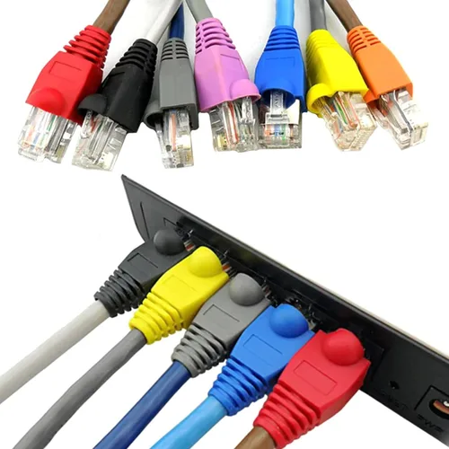 Vista 5 de Botas de plástico blando con conector de cable RJ45, botas de alivio de tensión de cubierta, CAT5 CAT5E CAT6 CAT6 CAT6E Botas Ethernet moradas