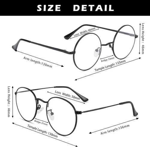Vista 3 de Pro Acme Gafas redondas con marco de metal retro transparente sin receta
