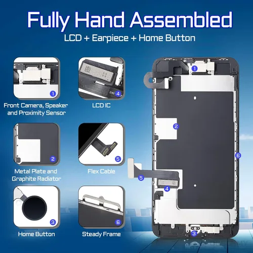 Vista 2 de Para iPhone 8 Plus Reemplazo de pantalla Botón de inicio Negro 5.5 "3D Touch LCD Digitalizador Pantalla Auricular Montaje Completo Cámara Frontal