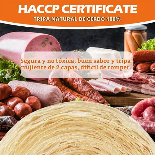 Vista 2 de HAIKISS Carcasa de salchicha de secado comestible, tripas naturales para salchichas caseras sabrosas, salchichas de desayuno, perrito caliente