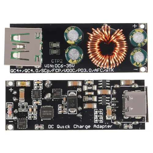 Vista 2 de ACEIRMC 60W 6-35V DC a USB tipo C PD 3.0 QC4 tipo A QC3.0 DC carga rápida 12V 24V módulo de alimentación reductor USB tipo C adaptador de carga