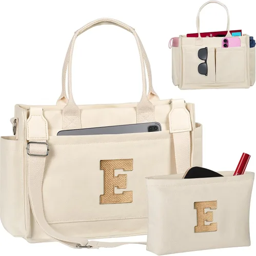 Vista 154 de Easter Basket Stuffers, Initial Tote Bag with Makeup Bag, Birthday Gifts for Women, Teen Girl Gifts Trendy Stuff