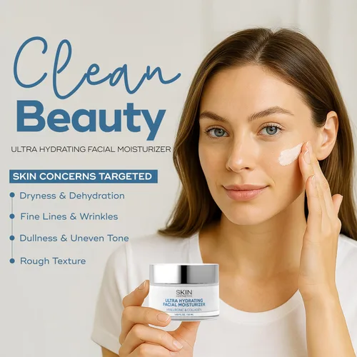 Vista 7 de Skin Aesthetics Hidratante facial con ácido hialurónico y colágeno, antienvejecimiento, ultra hidratante, líneas finas y arrugas, cuidado de la piel