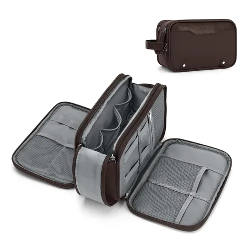 Vista 16 de Bolsa de aseo Wedama para hombres, bolsa de aseo colgante de viaje para viajes de negocios, natación, camping, Negro, M, Classic