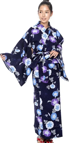 Vista 8 de Kimura Jitsugyo Bata Yukata Kawaii Tradicional de Kyoto para Mujer de Fácil Uso (Kimono Casual Japonés) Set 2 Albaricoque