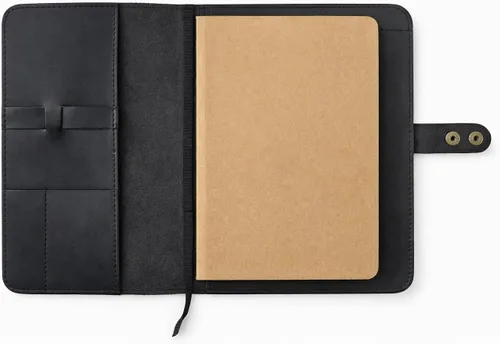Vista 2 de Funda de cuero rústico para cuaderno de esteno en espiral de 6 x 9 pulgadas, cubierta Cahier recargable hecha a mano, organizador de cuero