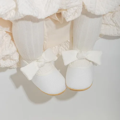 Vista 2 de Zapatos planos Mary Jane para bebés y niñas, suela de goma antideslizante con Bownot para primeros pasos, zapatos de vestir de boda de princesa