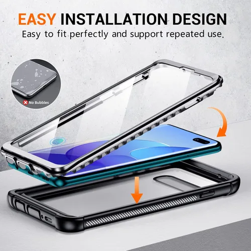 Vista 4 de Funda para Samsung Galaxy S10 Plus, protector de pantalla integrado con orificio para huella dactilar, protección de cuerpo completo, carga