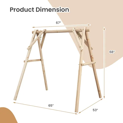 Vista 7 de Tangkula Marco de columpio de porche de 770 libras, soporte de columpio de madera resistente con barras reforzadas, marco de columpio de madera