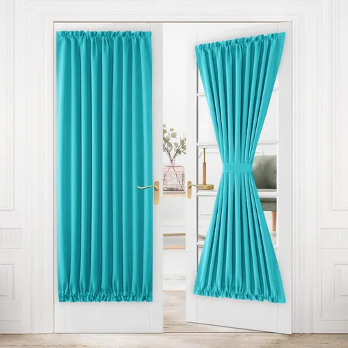 Vista 15 de DWCN Cortinas para Puertas Francesas – Cortinas opacas térmicas con bolsillo para barra para puertas con ventana de cristal, puertas de cocina