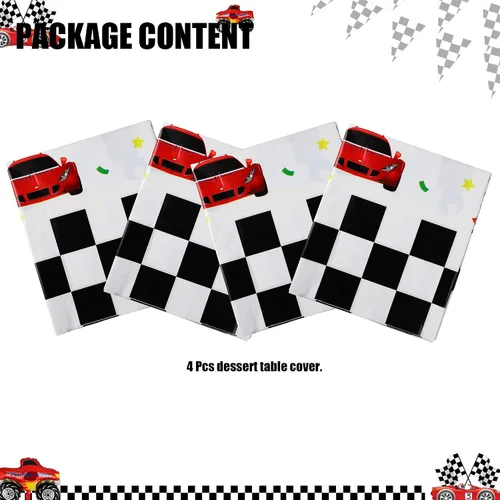 Vista 2 de 4 piezas de plástico para mesa de coche de carreras, suministros de decoración para fiestas temáticas de cumpleaños