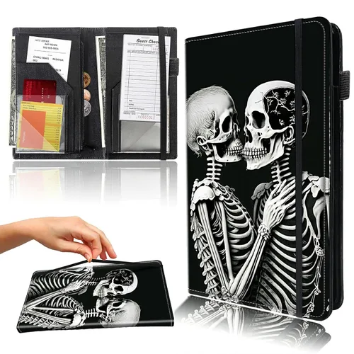 Vista 21 de Libro para camarera con bolsillo con cremallera, de piel sintética, lindo libro para camarera, libros de servidor, restaurante, soporte para cheques