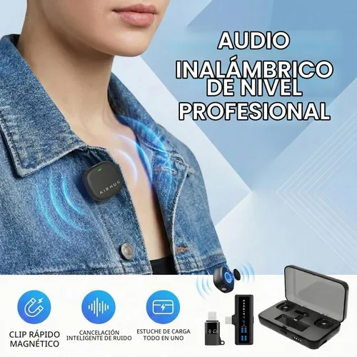 Vista 8 de AIRHUG Micrófono Lavalier inalámbrico para iPhone/Android/PC