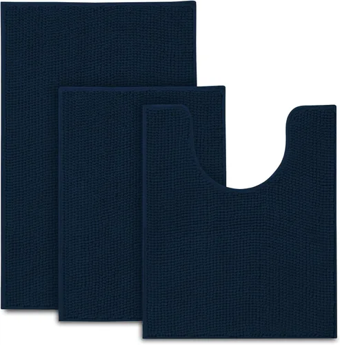 Vista 11 de Urvoix Juegos de Alfombras de Baño de 3 Piezas, Alfombra de Baño de Chenilla Antideslizante - Ultra Suave, Lavable, Tapete de Baño Súper Absorbente