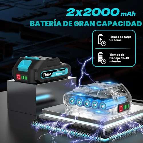 Vista 4 de Mini motosierra inalámbrica, portátil de 8 y 6 pulgadas, motosierra eléctrica portátil a batería, con 2 baterías y aceite automático, regalos