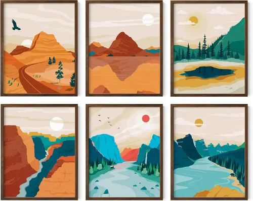 Vista 9 de HAUS AND HUES Pósteres vintage del parque nacional, juego de 6 impresiones artísticas de parques nacionales, arte de pared de naturaleza y juego