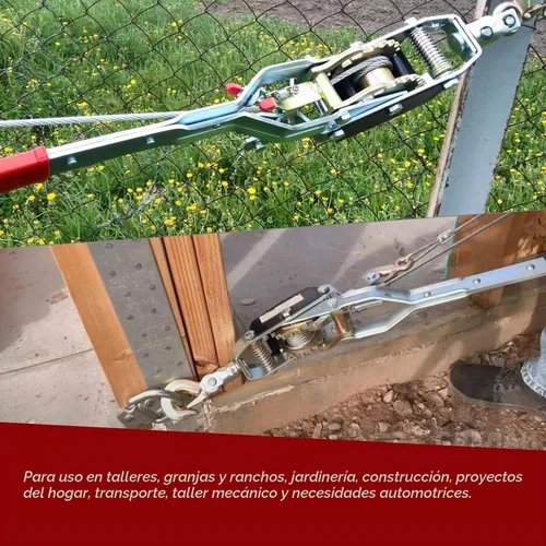 Vista 6 de Cable de acero de 2 toneladas de alta resistencia de 2 ganchos, extractor de potencia de doble engranaje Come Along con herramienta de trinquete