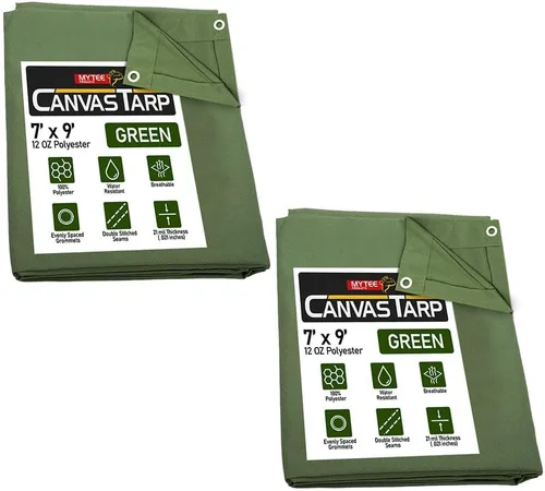 Vista 60 de Mytee Products Lona de lona marrón oscuro de 6 x 8 pies de 12 onzas, resistente al agua y transpirable, lonas resistentes, cubierta de lona
