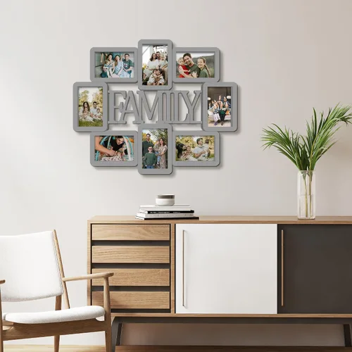Vista 3 de Jerry & Maggie Marco de fotos familiar de 8 aperturas de 4 x 6 marcos para decoración de pared familiar, marcos de fotos de PVC para galería