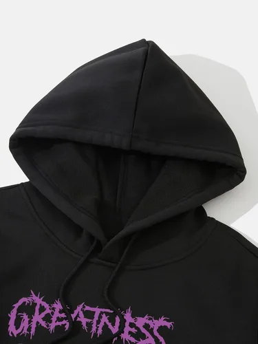 Vista 3 de SHENHE Sudadera con capucha para hombre con estampado de letras y manga larga con cordón y bolsillo