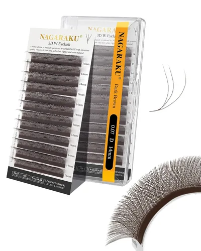 Vista 175 de NAGARAKU Extensiones de pestañas prefabricadas en abanico 3D W 0.05 C 0.315 0.05-C 3D W
