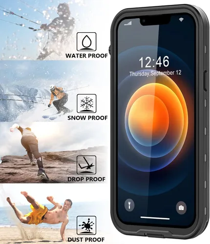 Vista 7 de Protebox Funda impermeable para iPhone 12 Mini con protector de pantalla integrado, a prueba de golpes, a prueba de polvo, protección de cuerpo