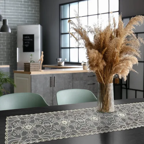 Vista 2 de Elegant Comfort Camino de mesa bordado Ingrid – Bufanda de tocador para el hogar comedor – Decoración de mesa de encaje como decoración de mesa