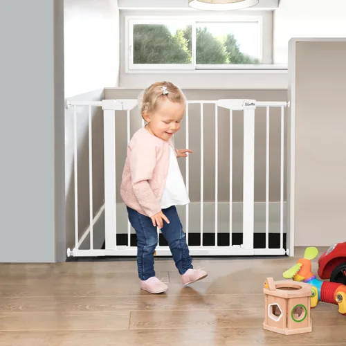 Vista 6 de Puerta extra ancha de 29.5 a 43.3 pulgadas para mascotas, puerta de seguridad de cierre automático para bebé, puerta de metal duradera para perros