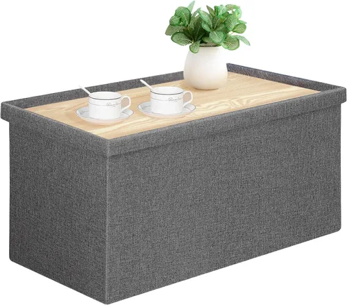 Vista 8 de PINPLUS - Banco otomano plegable con bandeja, color negro