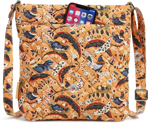 Vista 5 de Bolso cruzado hipster de algodón con triple cremallera para mujer