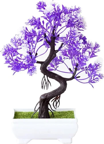 Vista 4 de HASMI Plantas falsas plantas artificiales, plantas de árbol bonsái, flores falsas, adornos en maceta para decoración del hogar, decoración de A-01
