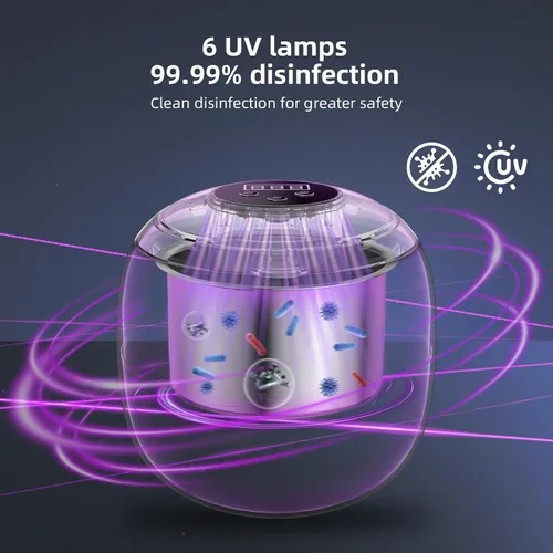 Vista 4 de Limpiador ultrasónico de retenedores de 48 kHz, limpiador ultrasónico para dentaduras, protectores bucales, alineadores, aparatos ortopédicos