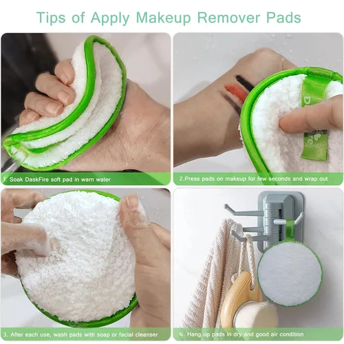 Vista 5 de Almohadillas desmaquillantes reutilizables, toallitas para eliminar maquillaje facial, paños de limpieza faciales lavables, hipoalergénicos