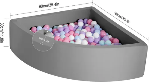 Vista 2 de TRENDBOX Bola Pit Memory Foam Pit Soft Pool Fan-Shape Soft Equipment para niños pequeños - Gris oscuro (bolas no incluidas)