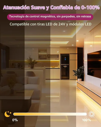 Vista 2 de EMITEVER Controlador LED magnético regulable de 200 W, fuente de alimentación magnética de transformador de 24 V, 120 VCA a 24 VCC, compatible