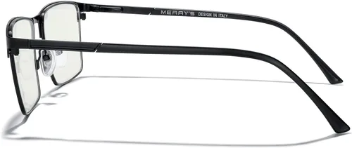 Vista 3 de MERRY'S Gafas de bloqueo de luz azul para hombre, gafas de lectura vintage para computadora para hombre Negro
