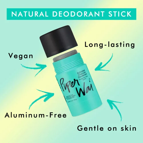 Vista 2 de PiperWai Desodorante natural con carbón activado Protección contra olores, vegano, sin aluminio, producto Shark Tank para mujeres y hombres